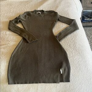 Hollister Long Sleeve Sweater Dress - Small - Olive Green